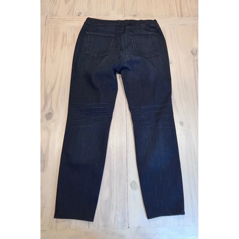 Eileen Fisher Women's Dark Wash Pull On Slim Straight Jeans Blue Sz M Minimalist